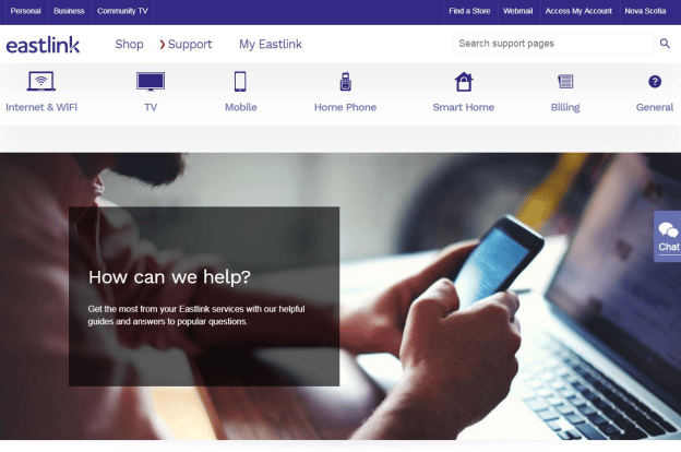 Support page for Eastlink