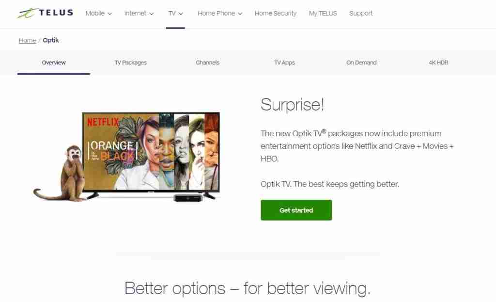 Telus Optik TV customer service 