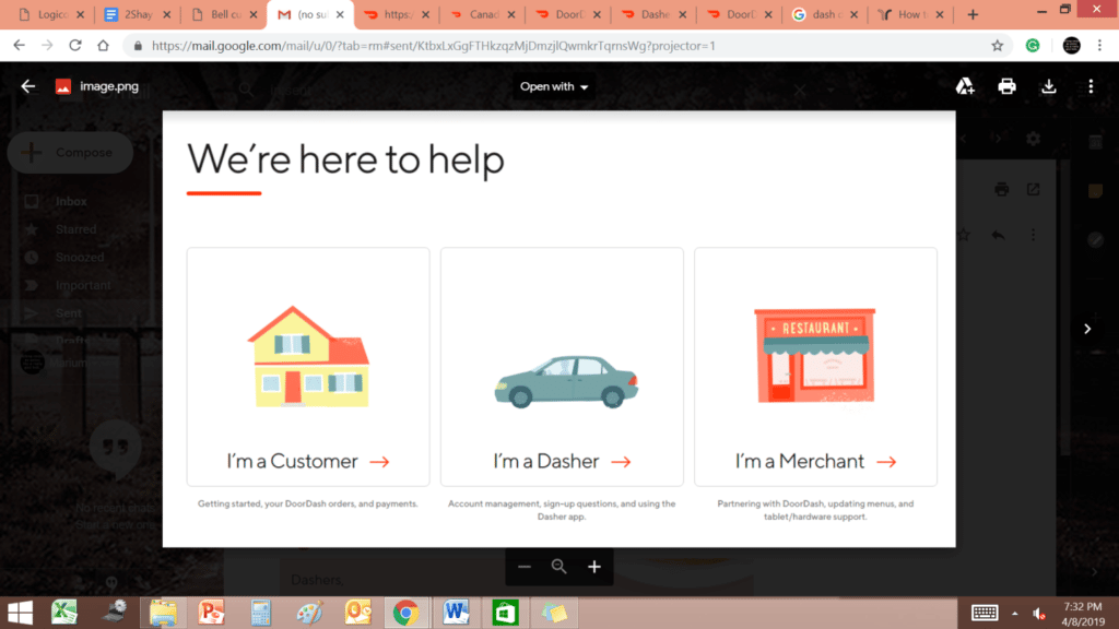 DoorDash help page