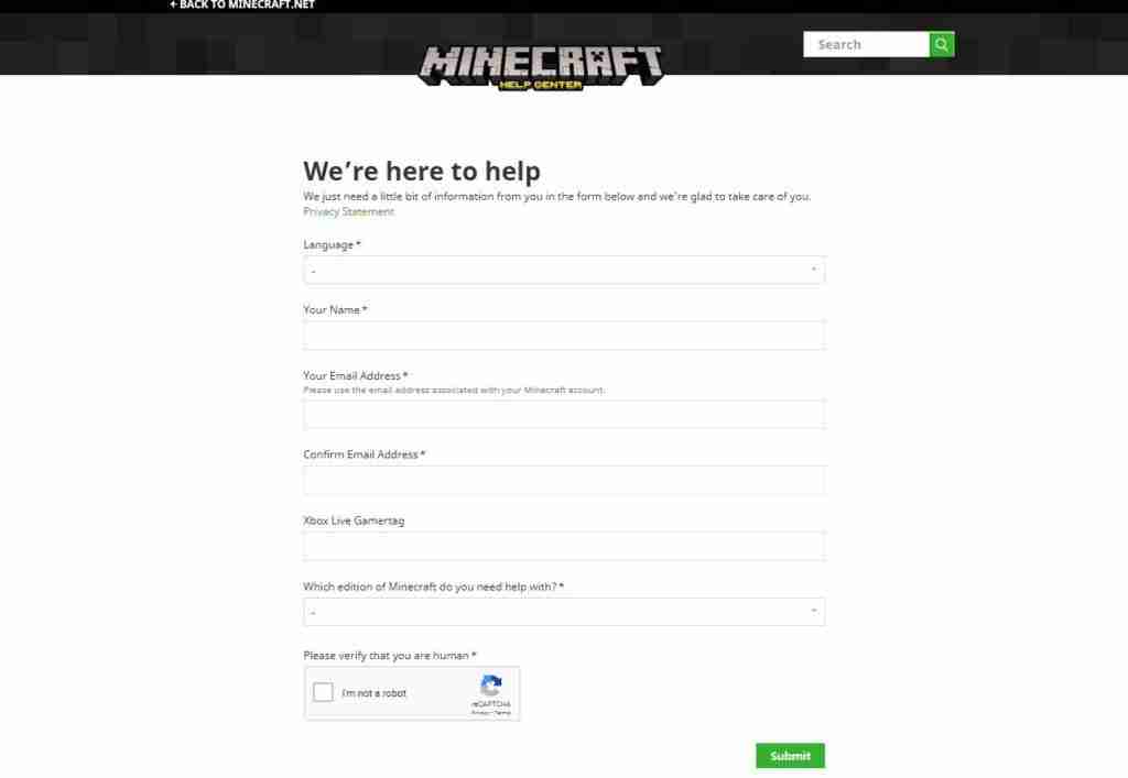 minecraft support canada