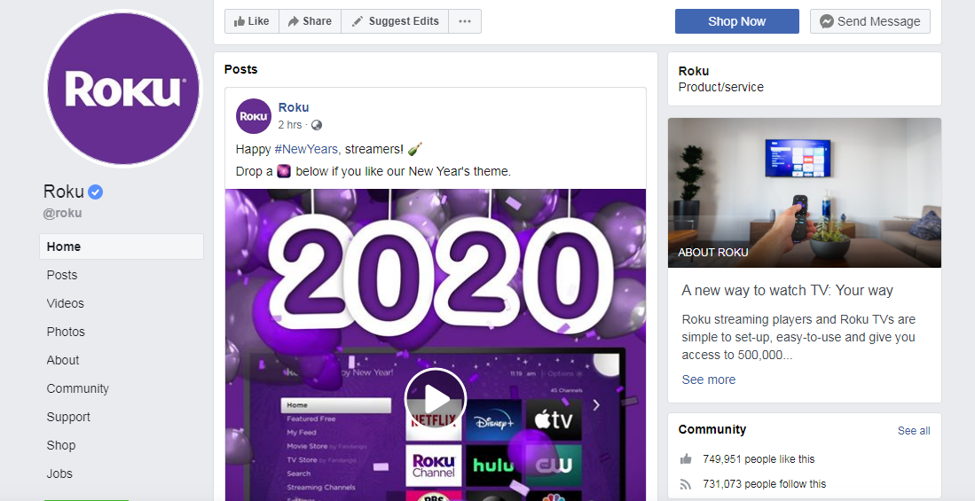 contact roku on social media