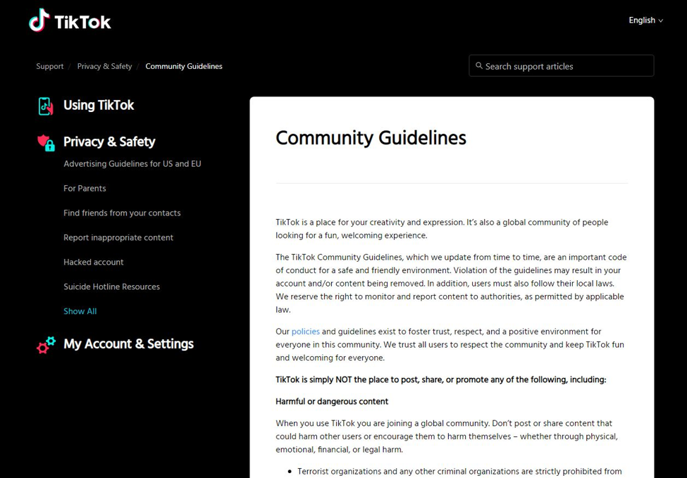 tiktok community guidelines