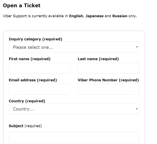viber support ticket