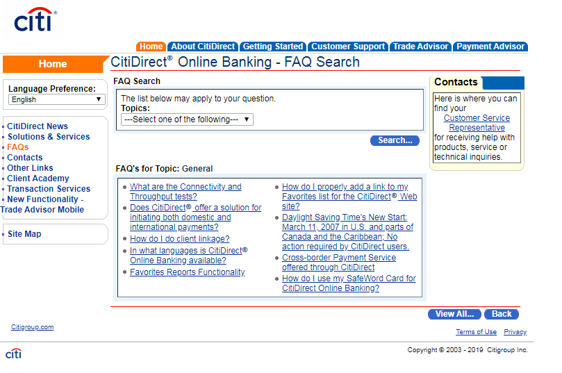 citibank canada FAQ