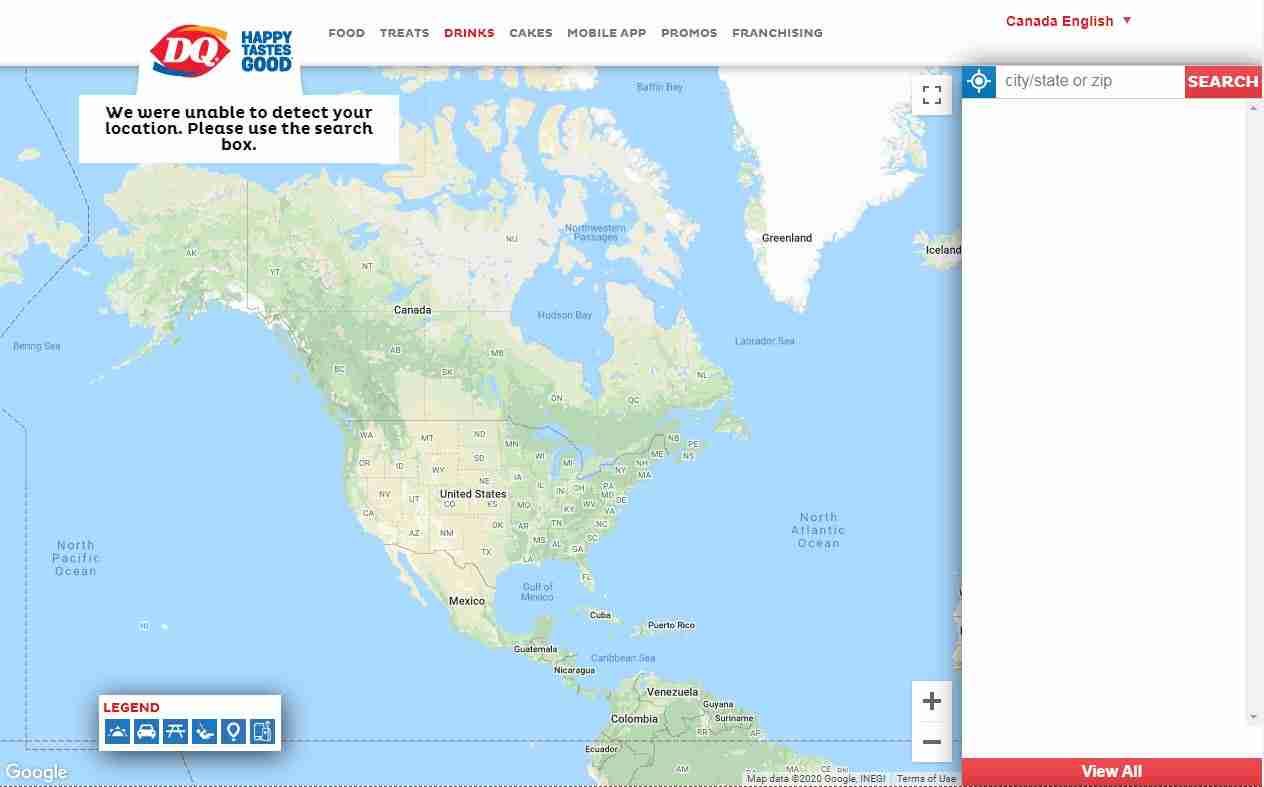 Store Locator Page of Dairy Queen