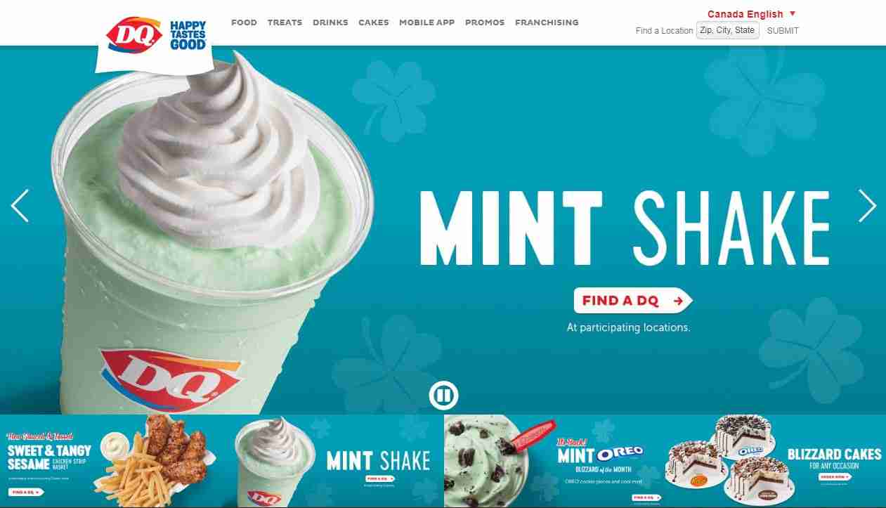  Homepage of Dairy Queen