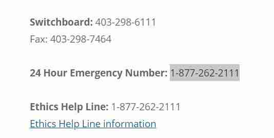  Husky Energy Emergency Call support