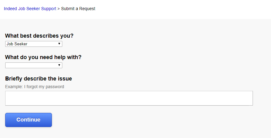 How to submit a help request on Indeed