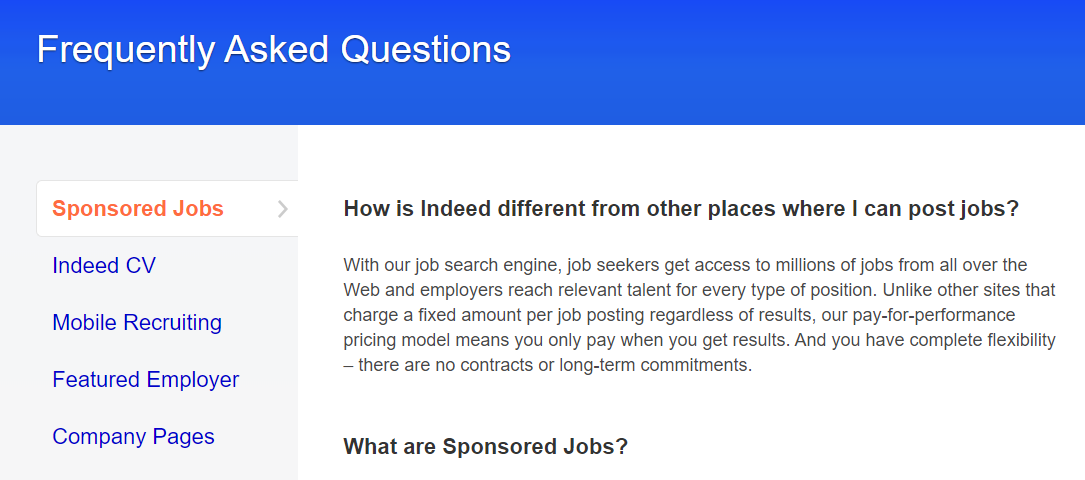 Indeed General FAQs for employers