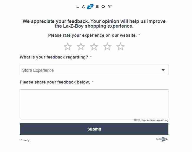 La-Z-Boy’s Feedback Form Page