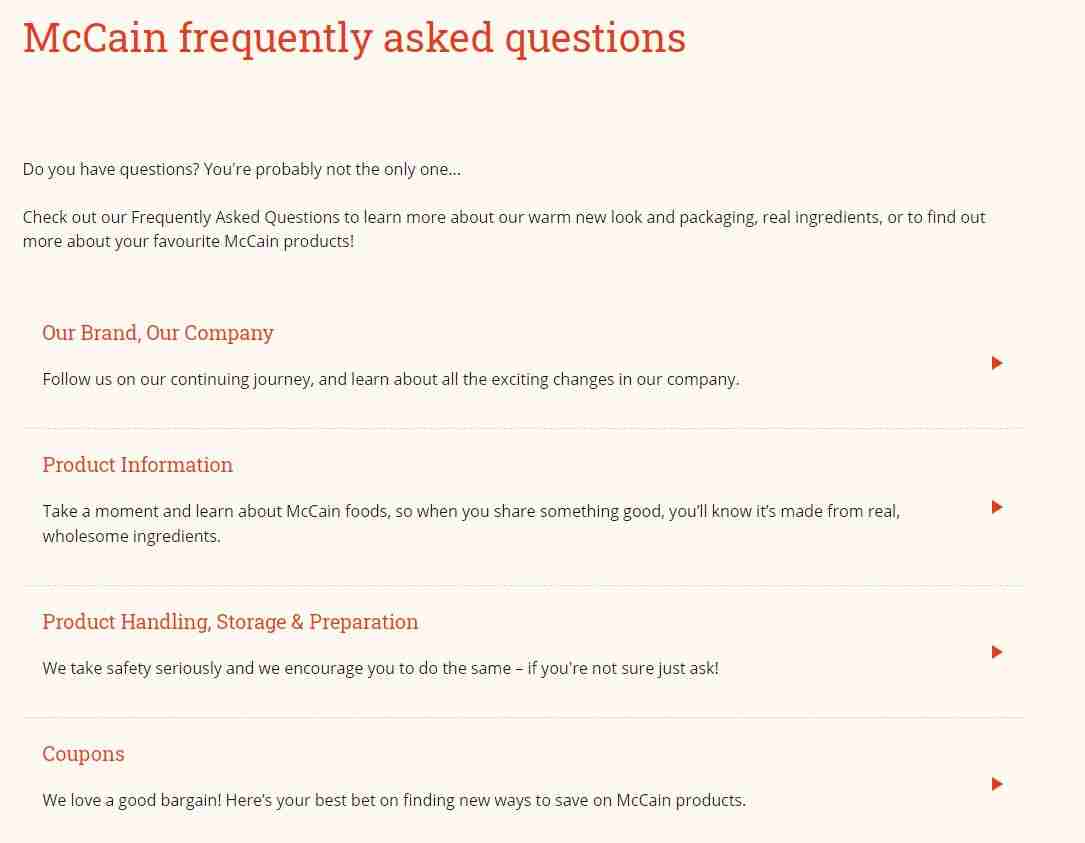 FAQs Page of McCain