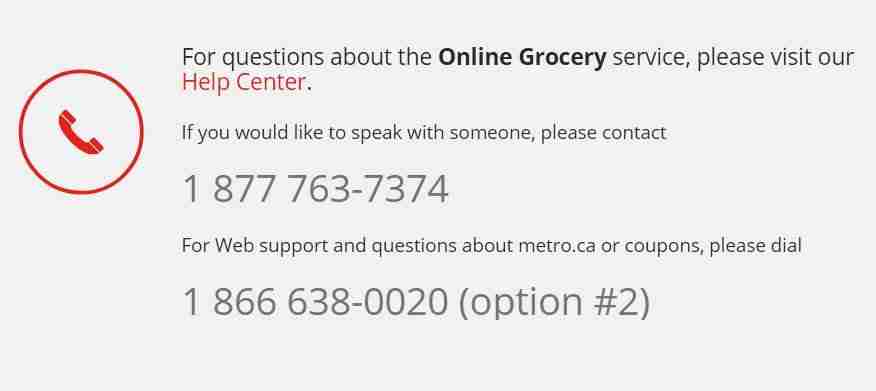 Customer call support at Metro.ca