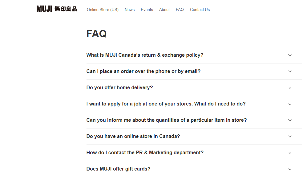 MUJI FAQs