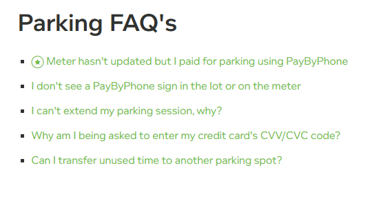 PayByPhone Parking questions