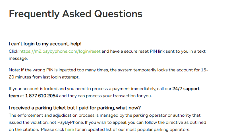 PayByPhone FAQs