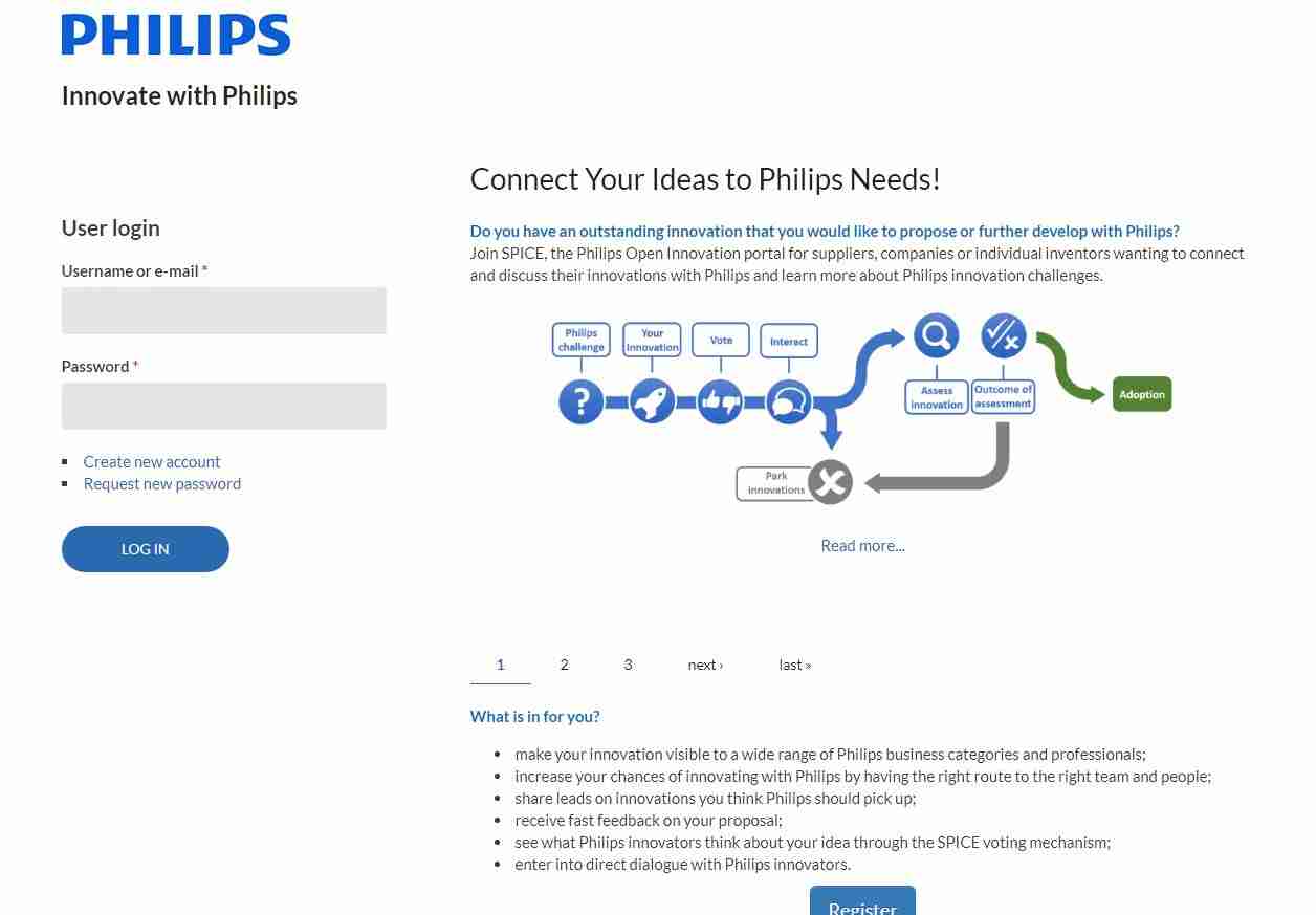 Philips Innovation Portal Page