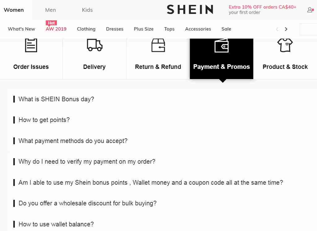 SHEIN Customer FAQs