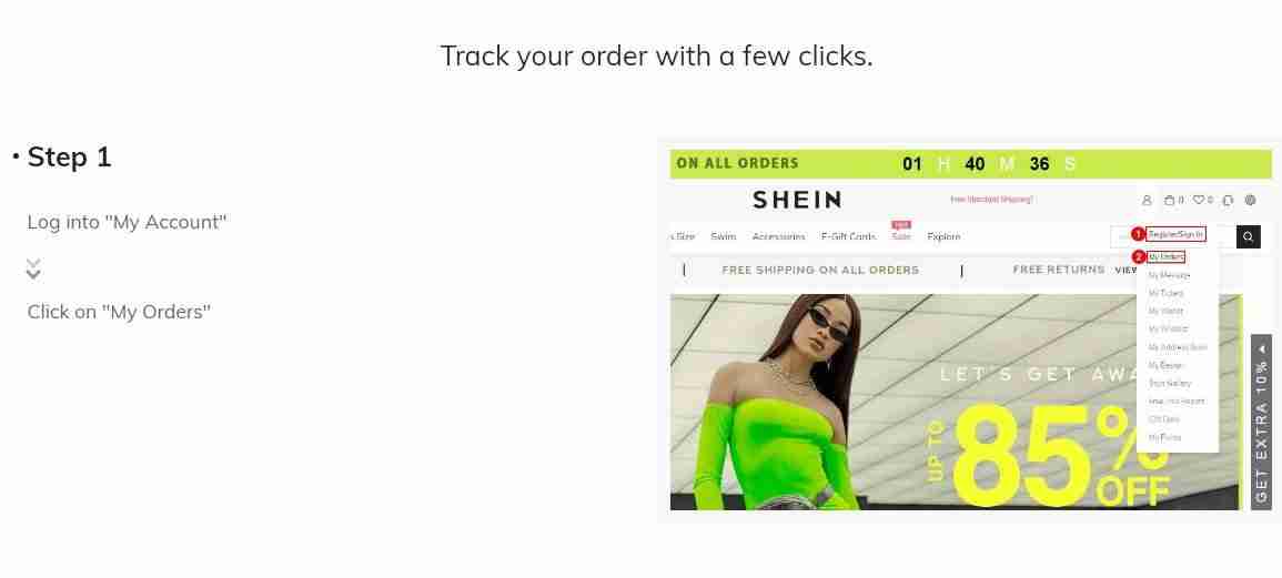 SHEIN How to track order