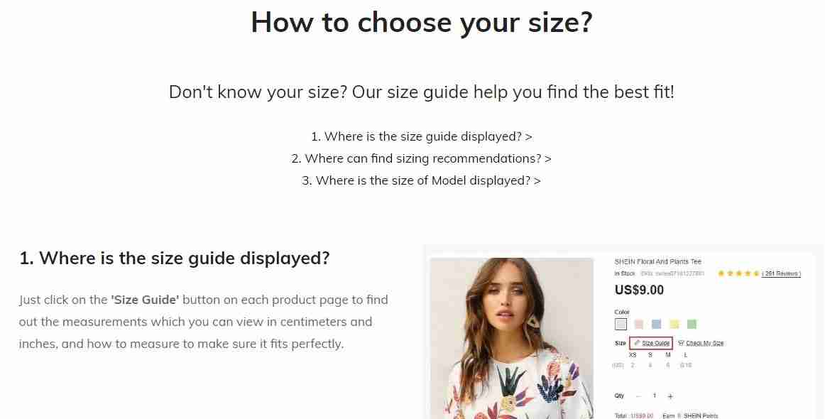 How to choose your size SHEIN