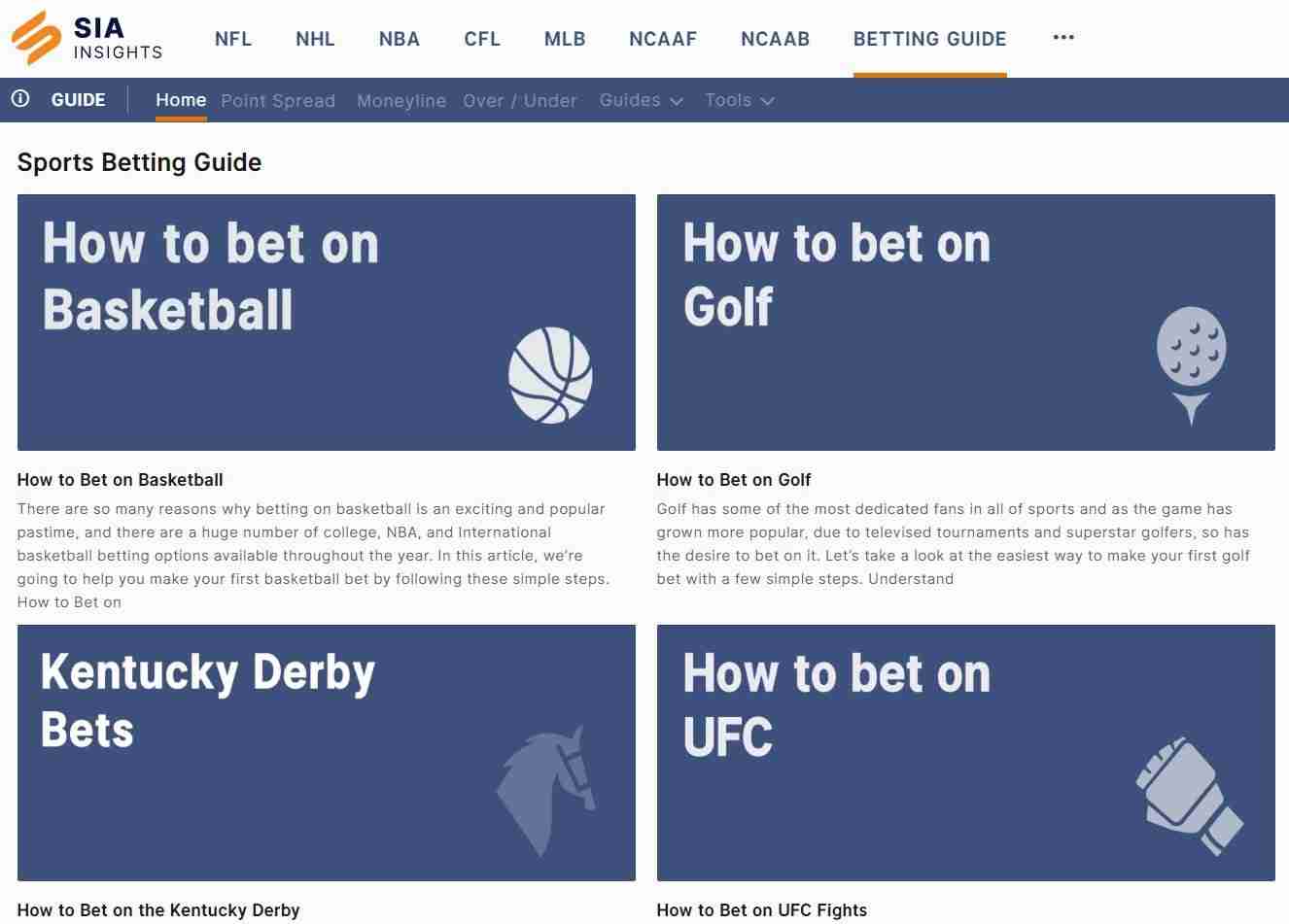 Betting Guide Page of Sports Interaction