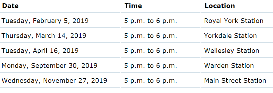 TTC meet the manager schedule and calendar