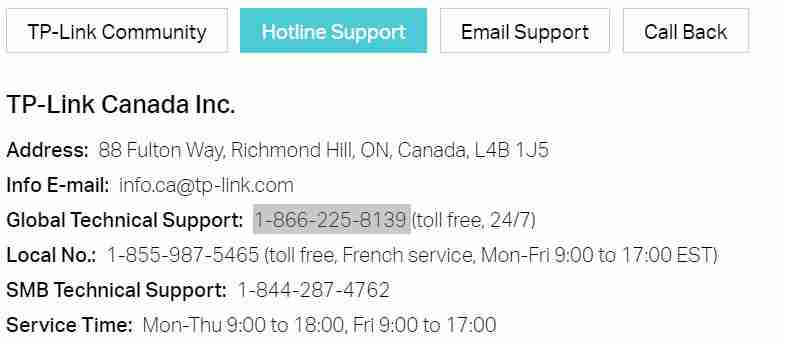 TP-link hotline support