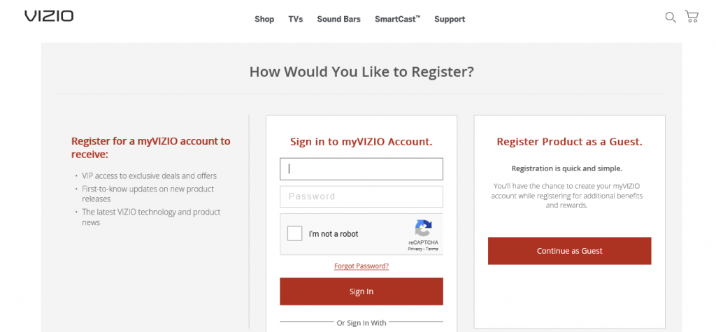 vizio product registration