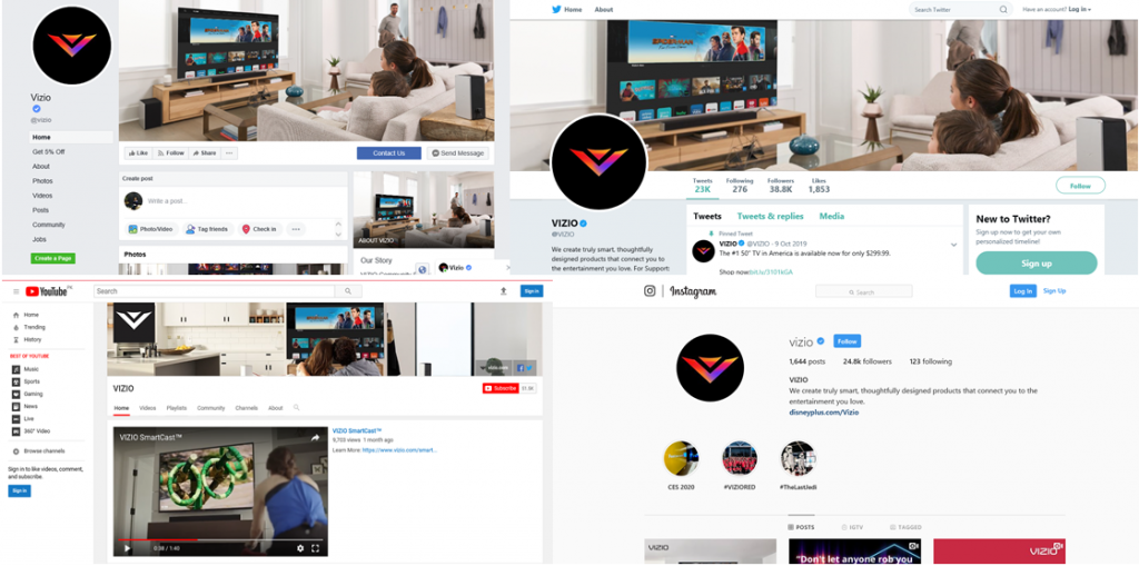 vizio on social media