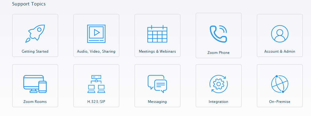 Zoom support topics 