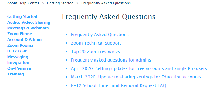 zoom FAQ canada