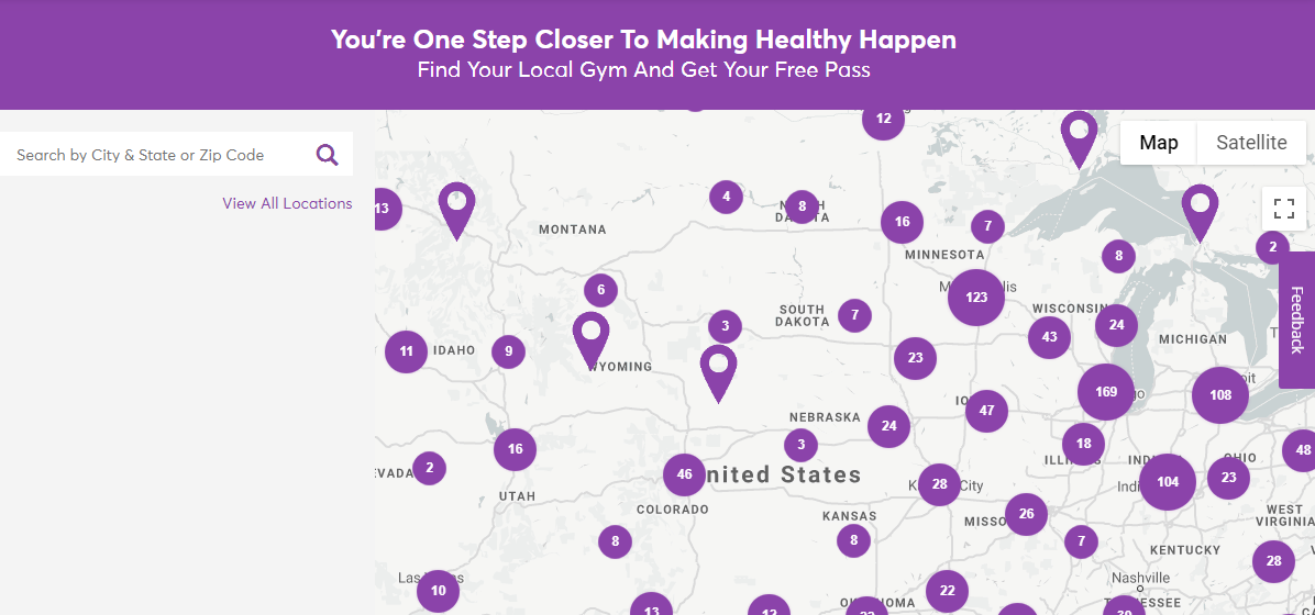 Anytime Fitness map 