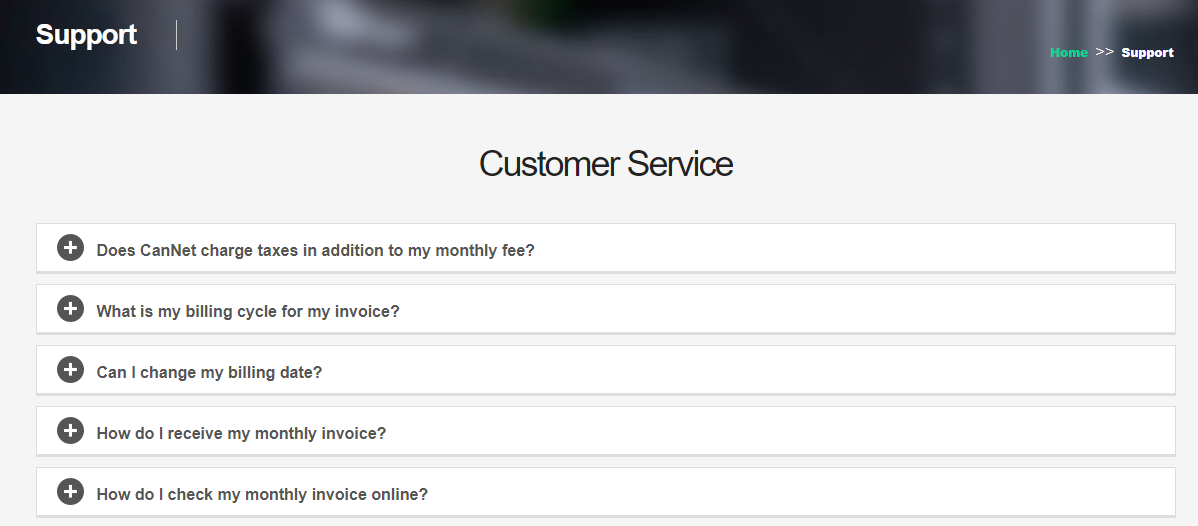 CanNet-customer-support-page 