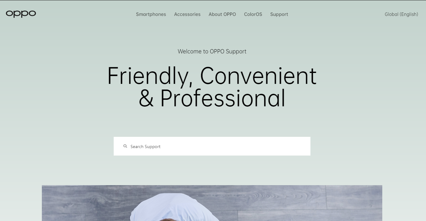  OPPO support webpage 