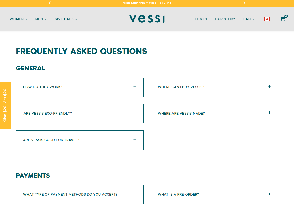 vessi-faq-page